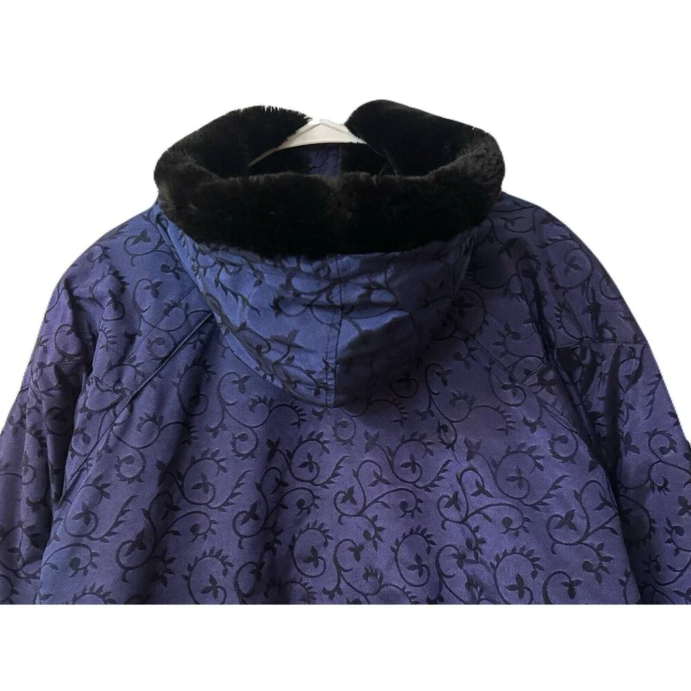 Vintage 80s Nils Skiwear Womens Size Medium 10 Winter Jacket Purple Floral Moti